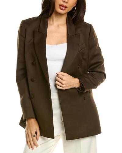 Ted Baker Womens Dk-brown Seraph Double-breasted Satin Blazer In Brown