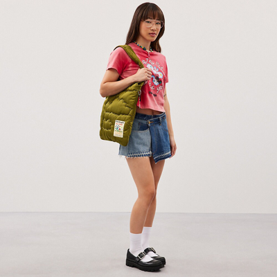 Coach Topia Loop Quilted Cloud Tote In Olive Green