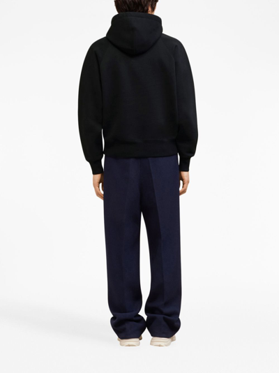 Ami Alexandre Mattiussi Ami Black Cotton Hoodie With Embroidered Logo And Functional Pockets In Black