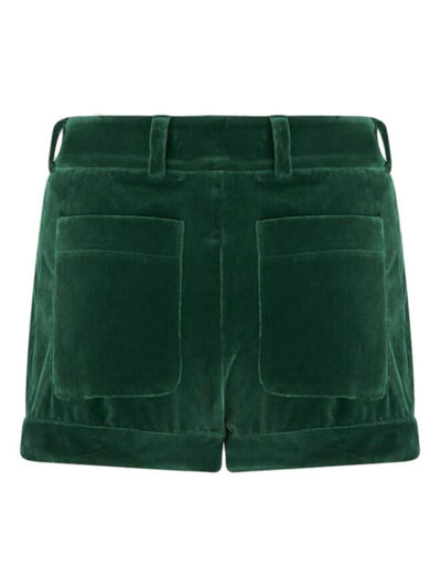 Shop Etro Velvet Cotton Shorts In Green