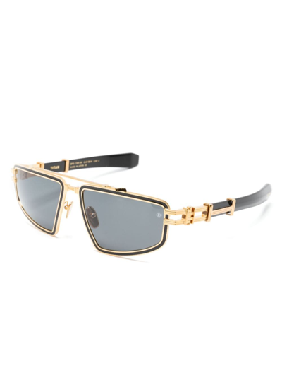 Shop Balmain Eyewear Titan Tinted Pilot-frame Sunglasses In Black