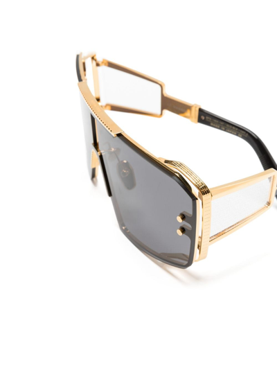 Shop Balmain Eyewear Le Masque Oversize-frame Sunglasses In Gld - Blk