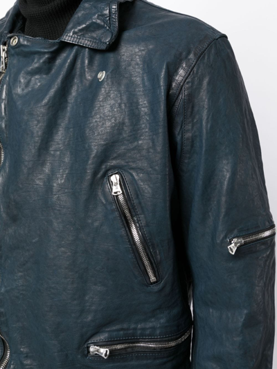 Shop Yohji Yamamoto I-double Riders Leather Jacket In Black