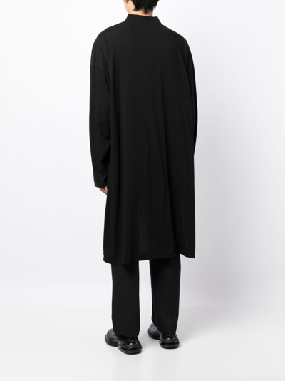 Shop Yohji Yamamoto High-low Collarless Shirt In Black