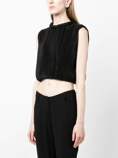 Shop Rachel Gilbert Ziara Sleeveless Cropped Top In Black
