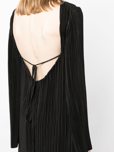 Shop Rachel Gilbert Ziara Open-back Plissé Dress In Black