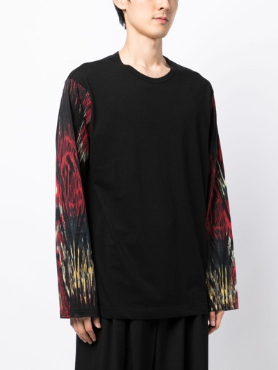 Shop Yohji Yamamoto Long-sleeve Cotton T-shirt In Black