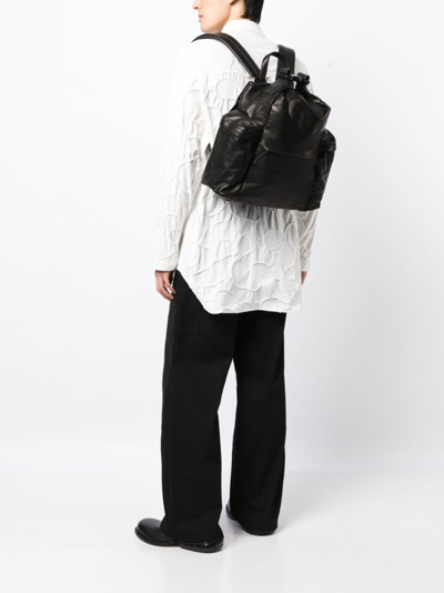 Yohji Yamamoto Multiple-pocket Leather Backpack In Black