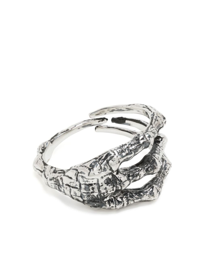 Shop Yohji Yamamoto Hawker Carved Cut-out Ring In Silver
