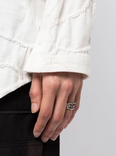 Shop Yohji Yamamoto Hawker Carved Cut-out Ring In Silver