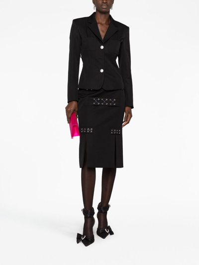 Alessandra Rich Lace-up Wool-blend Blazer In Black