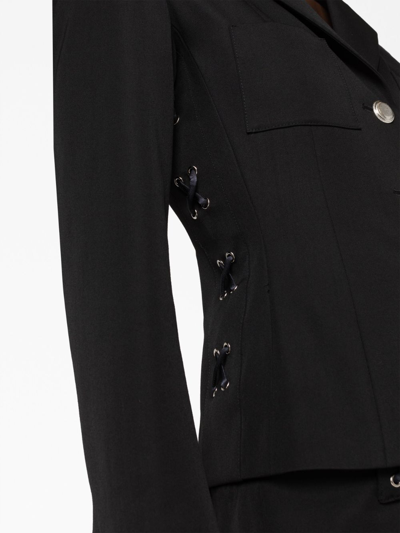 Alessandra Rich Lace-up Wool-blend Blazer In Black