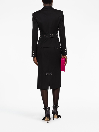 Alessandra Rich Lace-up Wool-blend Blazer In Black