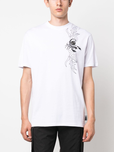 Shop Philipp Plein Ss Scorpion Round-neck T-shirt In White