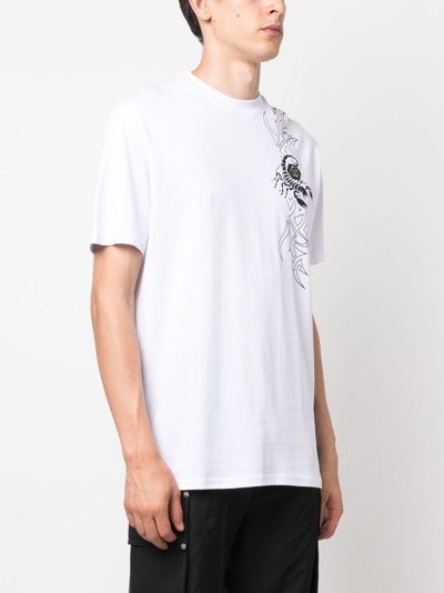 Shop Philipp Plein Ss Scorpion Round-neck T-shirt In White