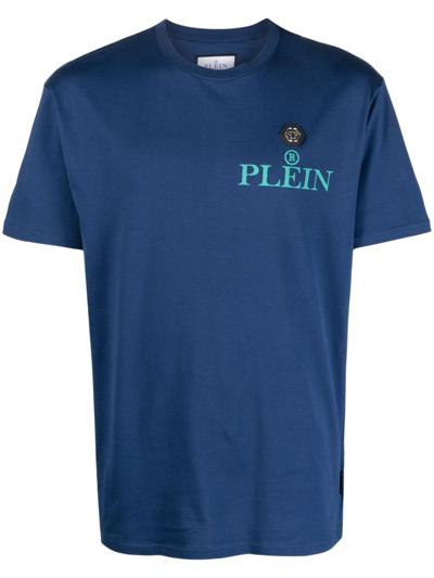 Shop Philipp Plein Iconic Plein Logo-print T-shirt In Blue