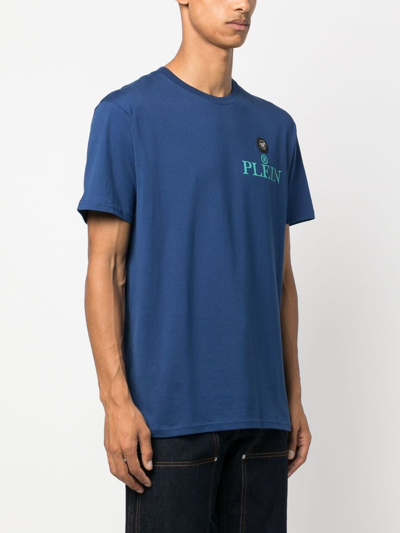 Shop Philipp Plein Iconic Plein Logo-print T-shirt In Blue