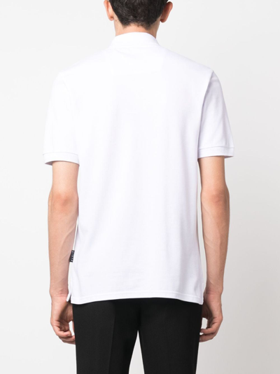Shop Philipp Plein Scorpion Cotton Polo Shirt In White