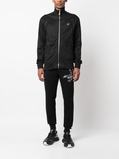 Philipp Plein Graphic-detail Tapered Track Pants In Black