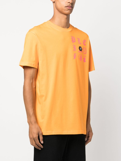 Shop Philipp Plein Logo-patch Cotton T-shirt In Orange