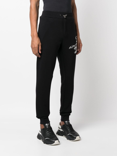 Philipp Plein Graphic-detail Tapered Track Pants In Black