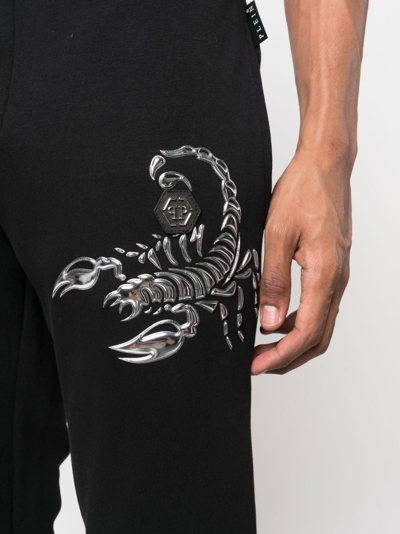 Philipp Plein Graphic-detail Tapered Track Pants In Black