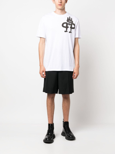 Shop Philipp Plein Ss Iconic Plein Round-neck T-shirt In White