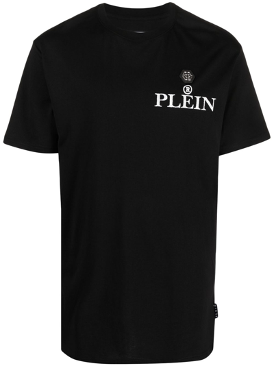Shop Philipp Plein Ss Iconic Plein Round-neck T-shirt In Black