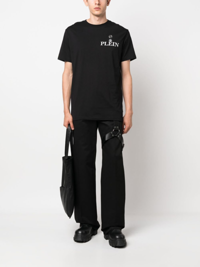Shop Philipp Plein Ss Iconic Plein Round-neck T-shirt In Black