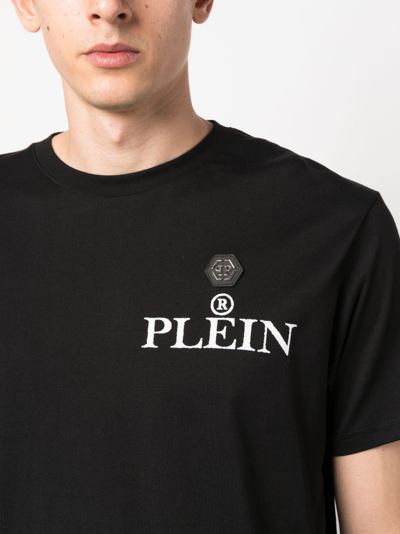 Shop Philipp Plein Ss Iconic Plein Round-neck T-shirt In Black