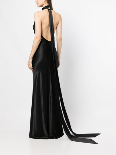 Shop Rachel Gilbert Audrey Halterneck Silk Gown In Black