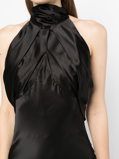 Shop Rachel Gilbert Audrey Halterneck Silk Gown In Black