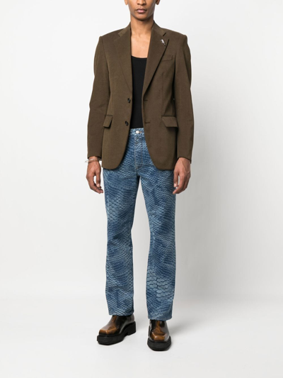 Roberto Cavalli Single-breasted Wool Blazer In Green