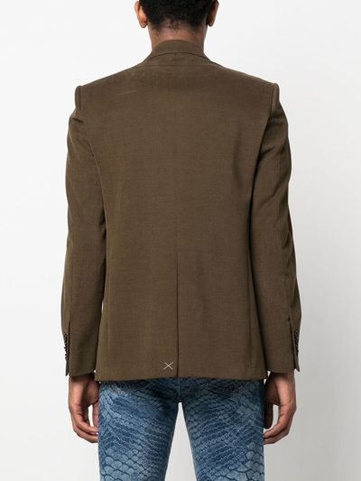 Roberto Cavalli Single-breasted Wool Blazer In Green