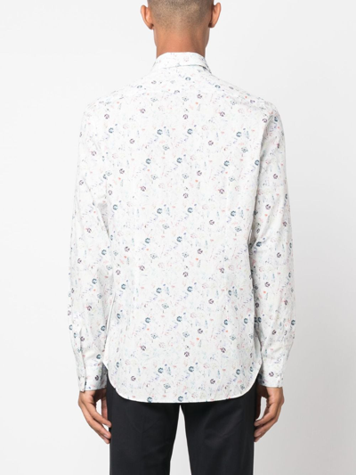 Shop Paul Smith Floral-print Organic-cotton Shirt In White
