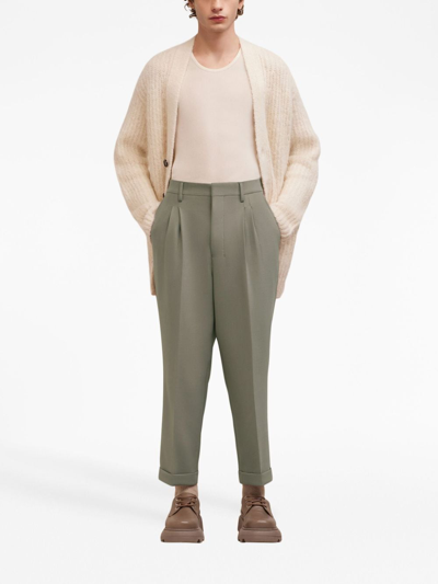 Shop Ami Alexandre Mattiussi Box-pleated Cropped Trousers In Grey