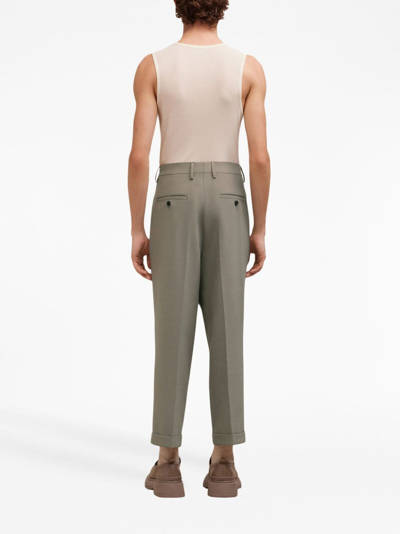 Shop Ami Alexandre Mattiussi Box-pleated Cropped Trousers In Grey