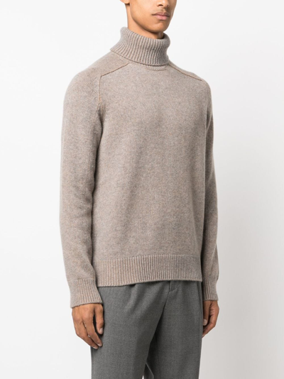 Zegna Roll-neck Cashmere Jumper In Neutrals