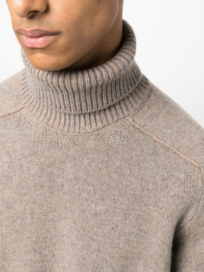 Zegna Roll-neck Cashmere Jumper In Neutrals