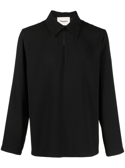 Shop Nanushka Marlon Keyhole Neck Shirt In Black