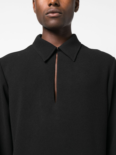 Shop Nanushka Marlon Keyhole Neck Shirt In Black