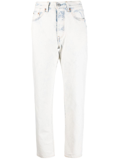 Shop Levi's Bleached-effect Tapered Jeans In White