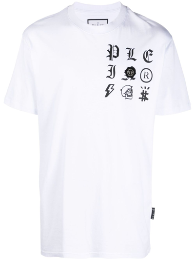 Philipp Plein T-shirt Round Neck Ss Gothic Plein In White