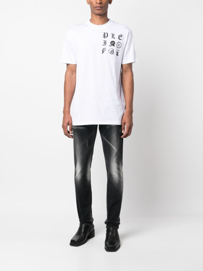Philipp Plein T-shirt Round Neck Ss Gothic Plein In White