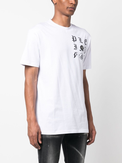 Philipp Plein T-shirt Round Neck Ss Gothic Plein In White