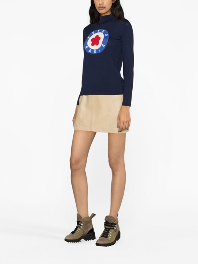 Shop Kenzo Intarsia-knit Logo Jumper In Blue