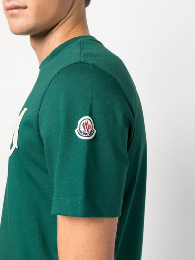 Shop Moncler Logo-patch Cottont-shirt In Green