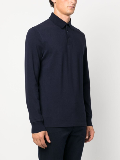 Shop Brunello Cucinelli Long-sleeve Cotton Polo Shirt In Black