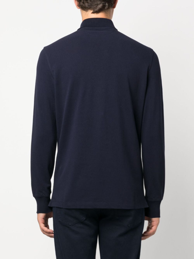 Shop Brunello Cucinelli Long-sleeve Cotton Polo Shirt In Black