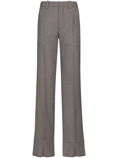 Marni Houndstooth-pattern Straight-leg Trousers In Black